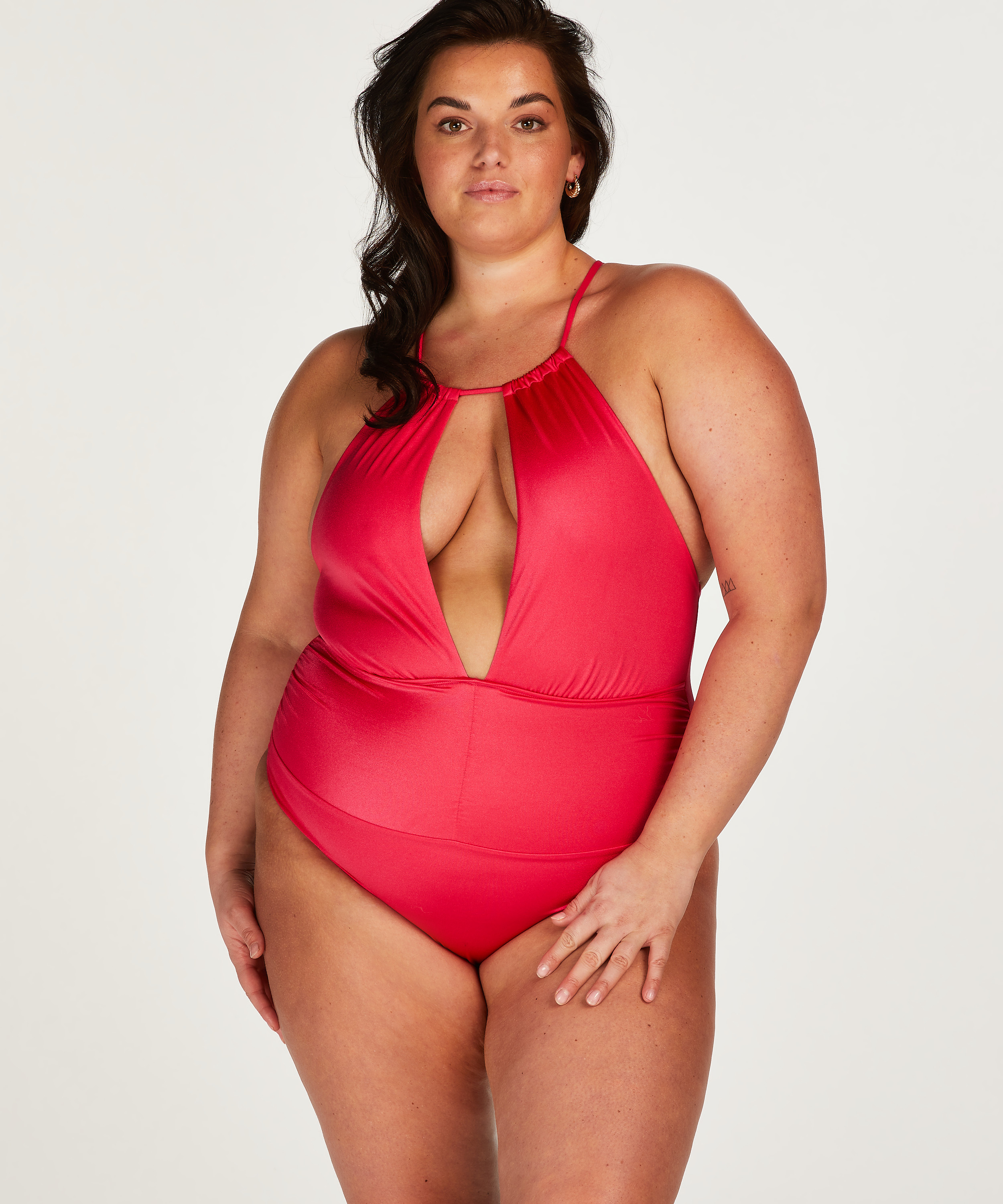 Badedragt med høj benudskæring Grenada, pink, main