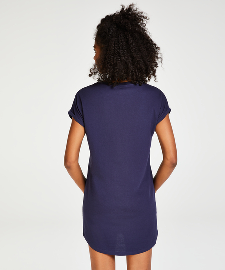 Natskjorte rund hals, Bl&aring;