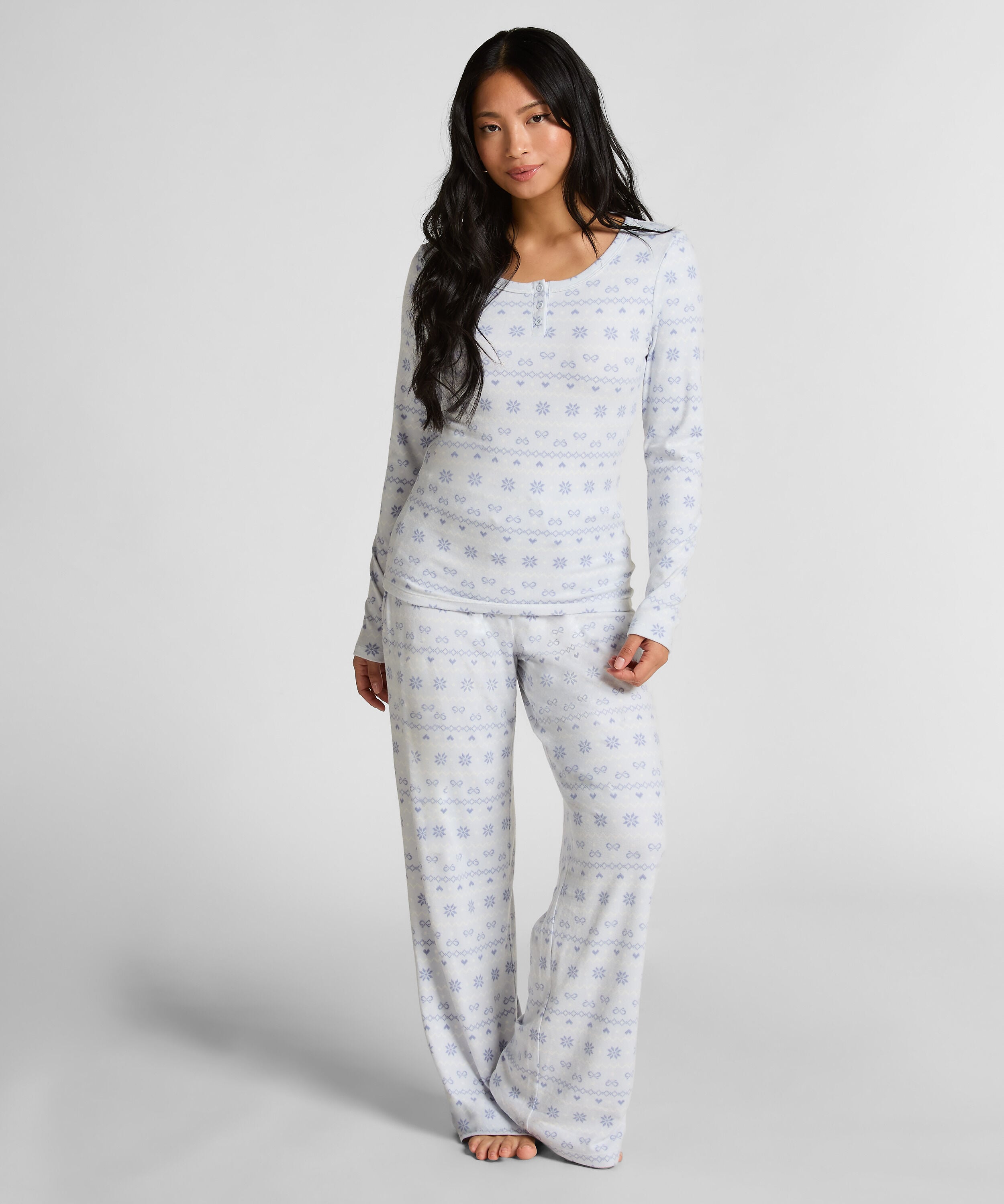 Fairisle pyjamas i jersey, Blå