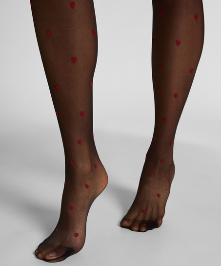 Str&oslash;mpebukser 15DEN med print, Sort