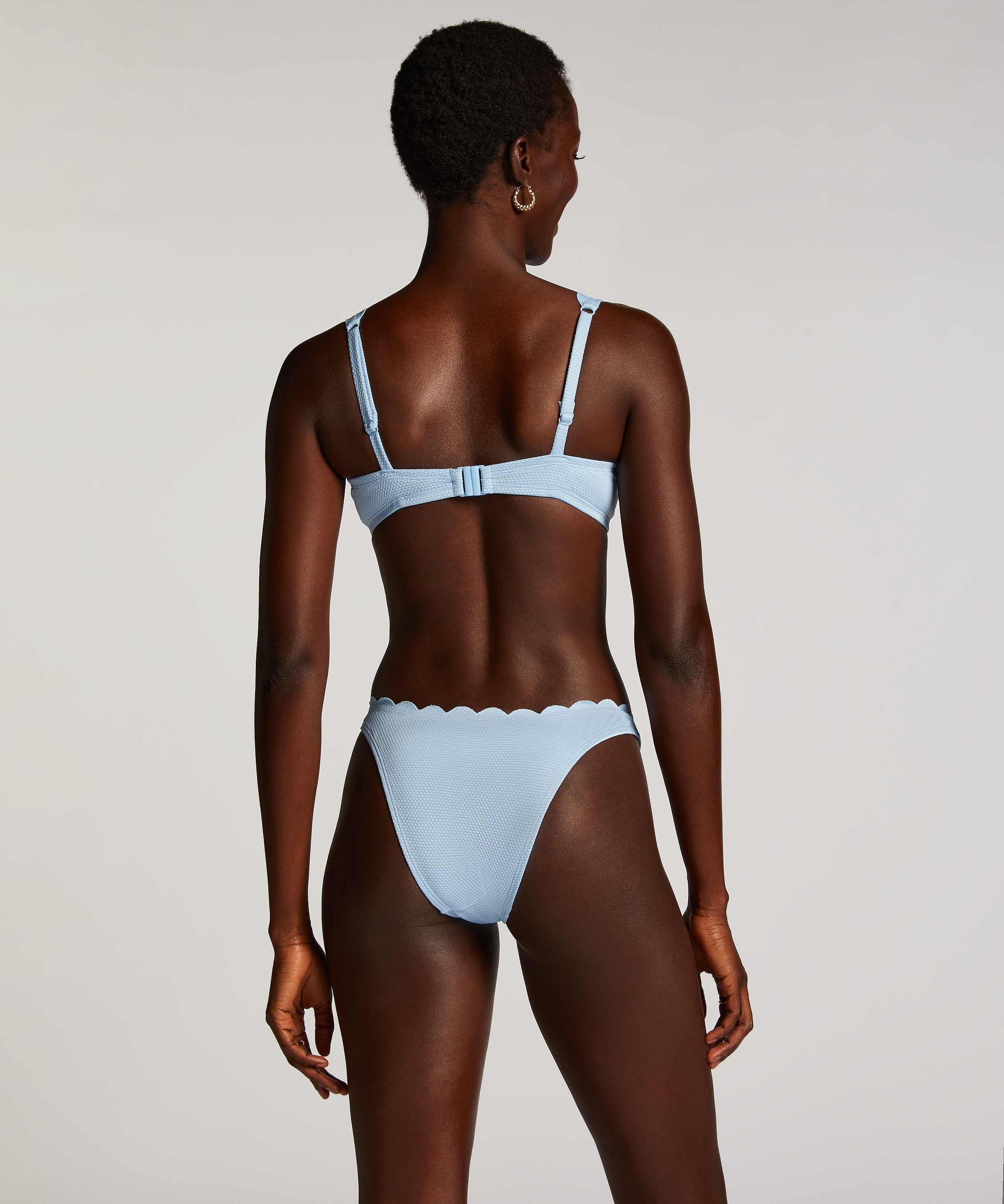 Ikke-formstøbt bikinitop med bøjle Scallop, blå, main