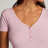 Ribstrikket kortærmet top, Lyserød