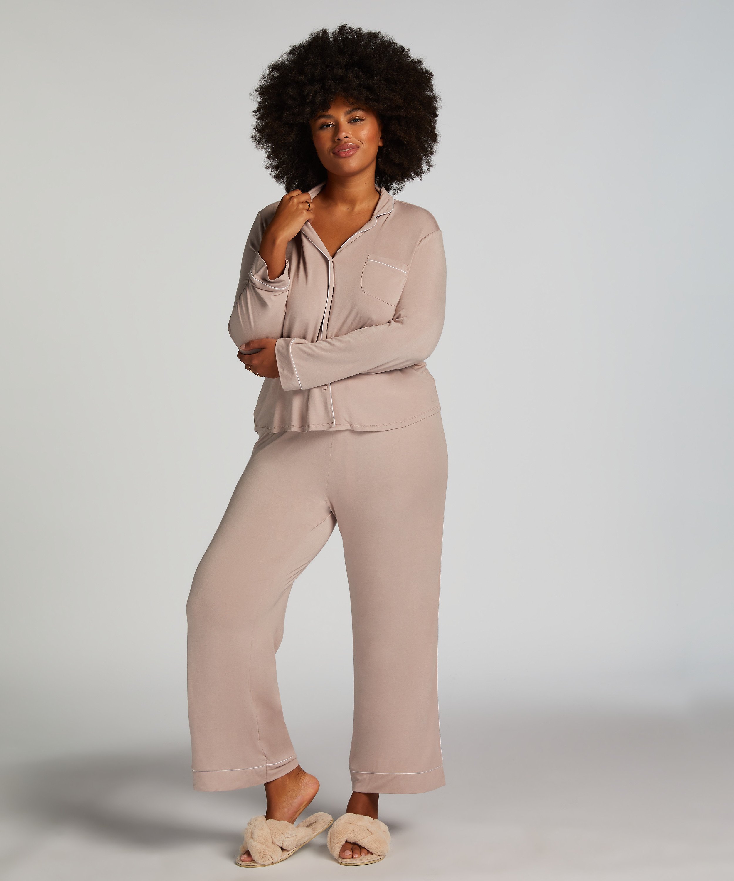 Langærmet jerseyjakke Essential, Beige, main