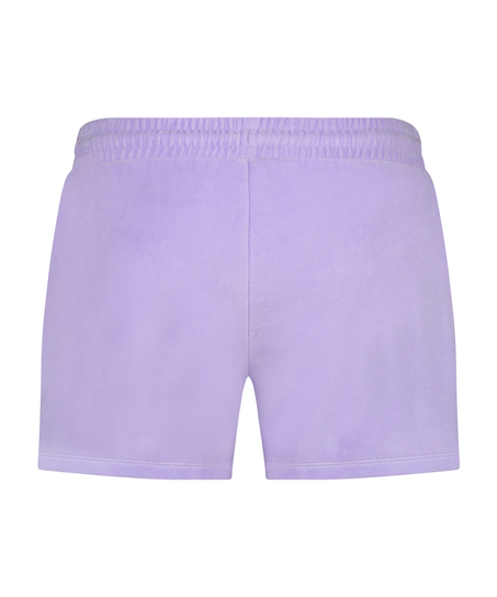 Fløjlsshorts med lomme, lilla