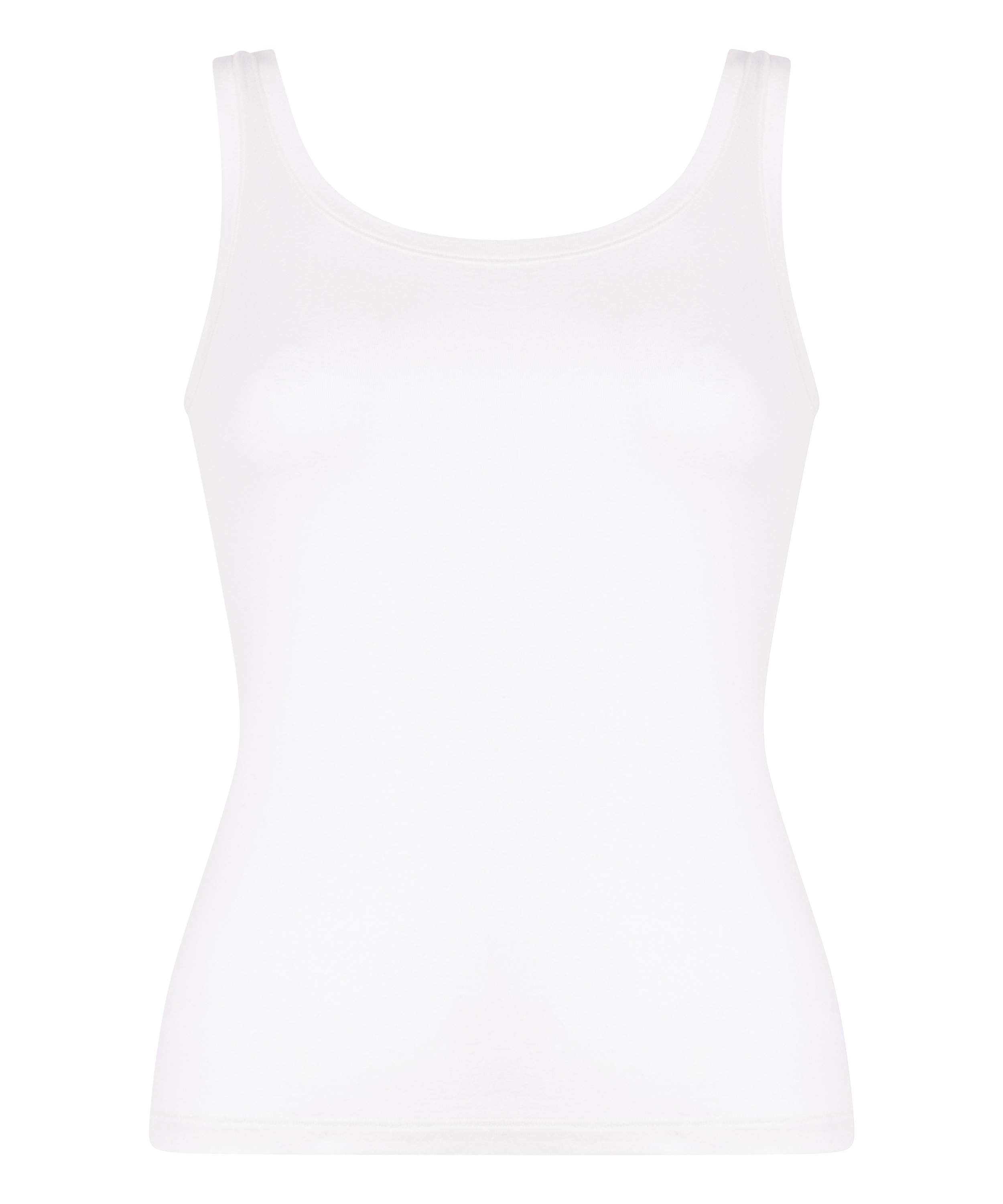 Singlet tanktop i blød bomuld, Hvid, main