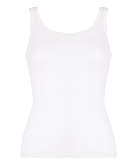 Singlet tanktop i blød bomuld, Hvid
