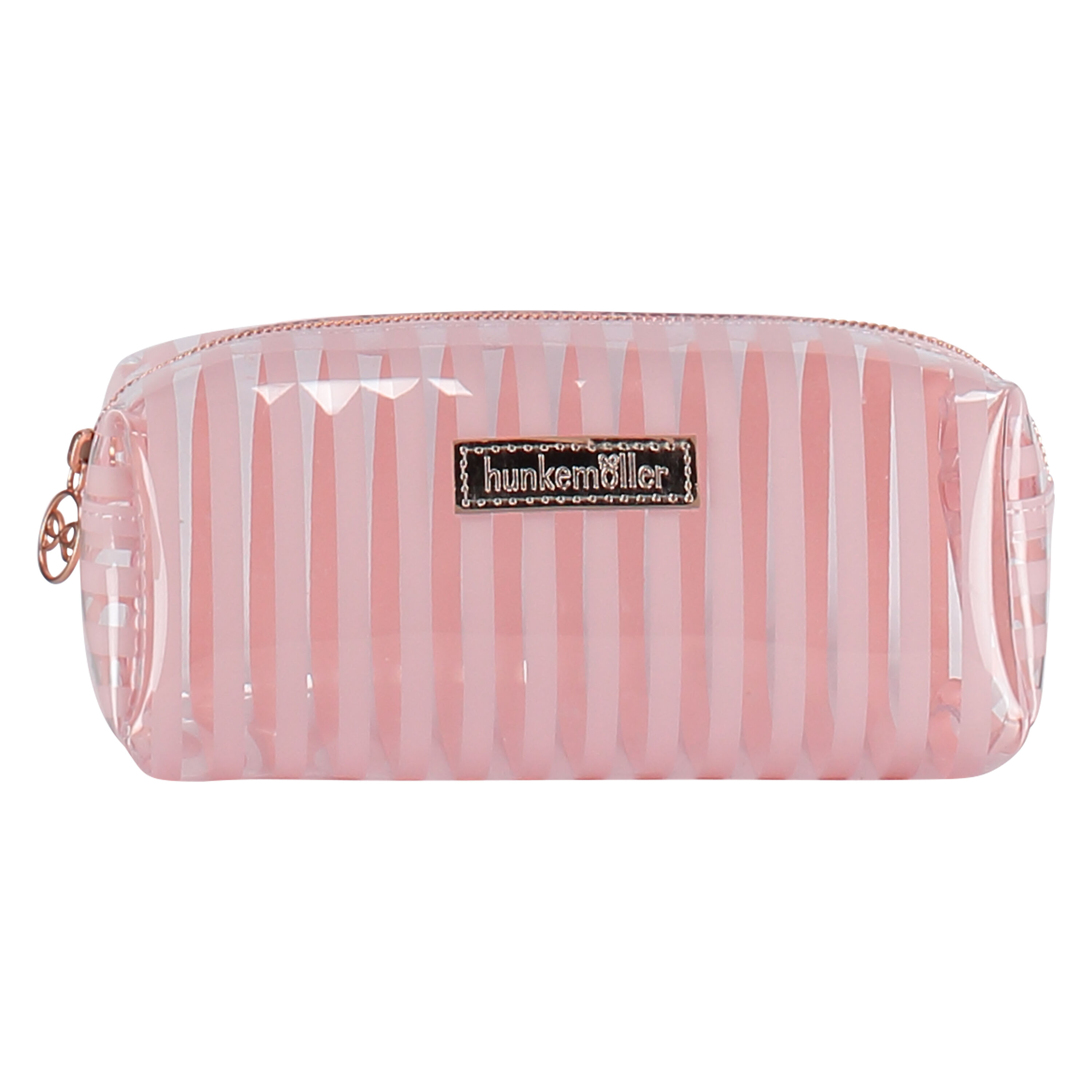 Makeuptaske Stripe af plast, Lyserød