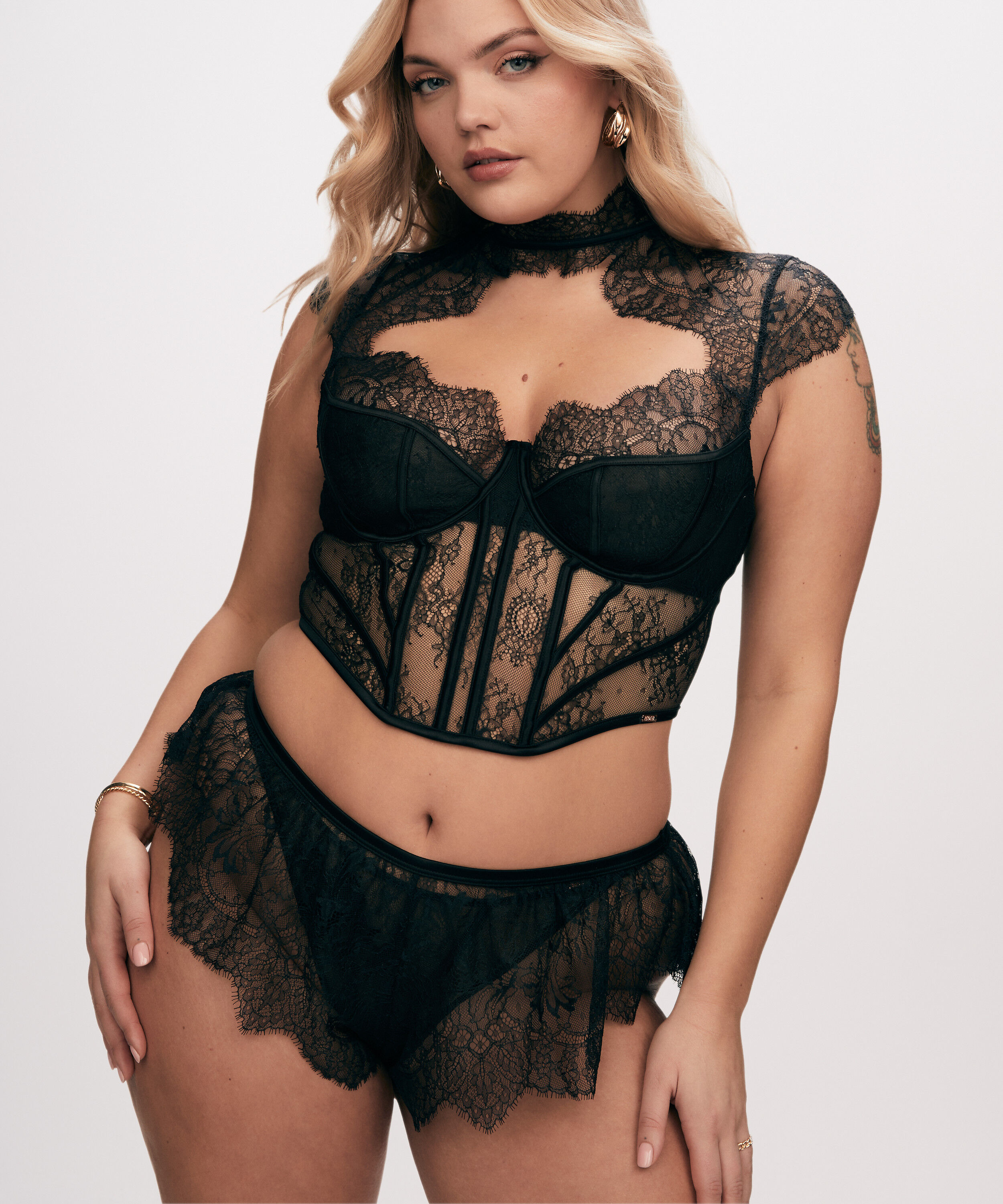 Peplumtop Lace Camille, Sort