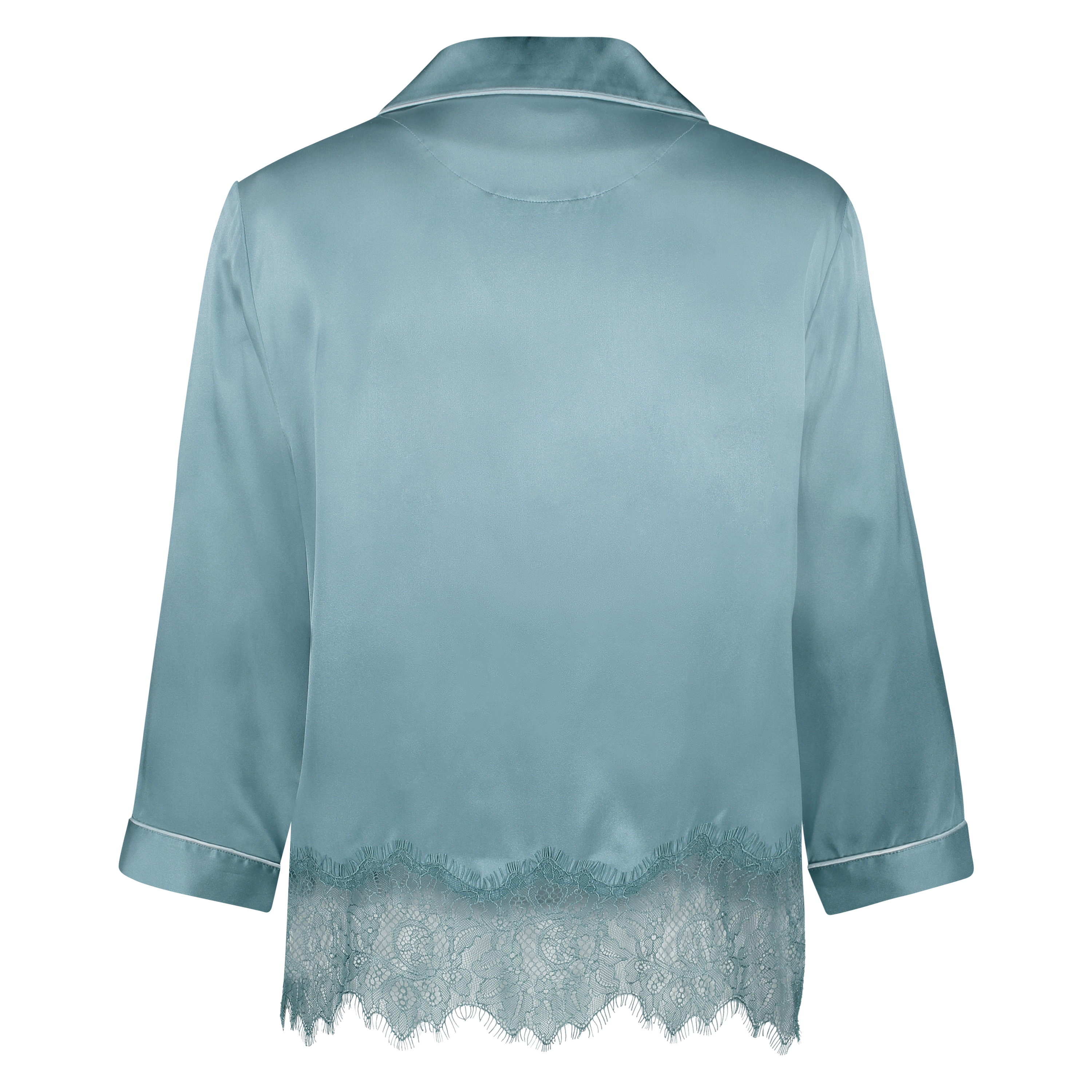 Pyjamastop i silke, Blå, main