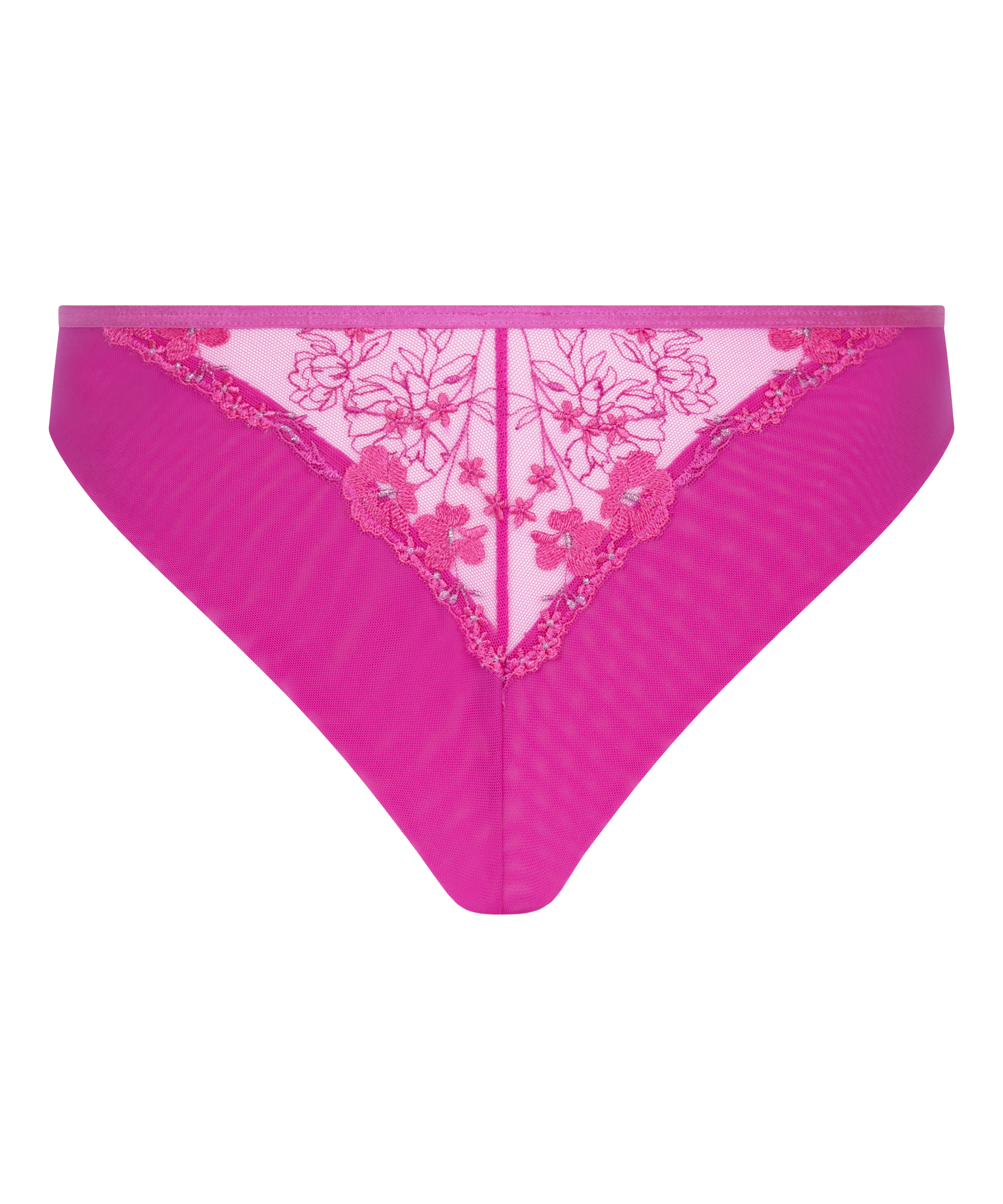 Brasilianske trusser med h&oslash;j benudsk&aelig;ring og p&aelig;oner, Lyser&oslash;d, main