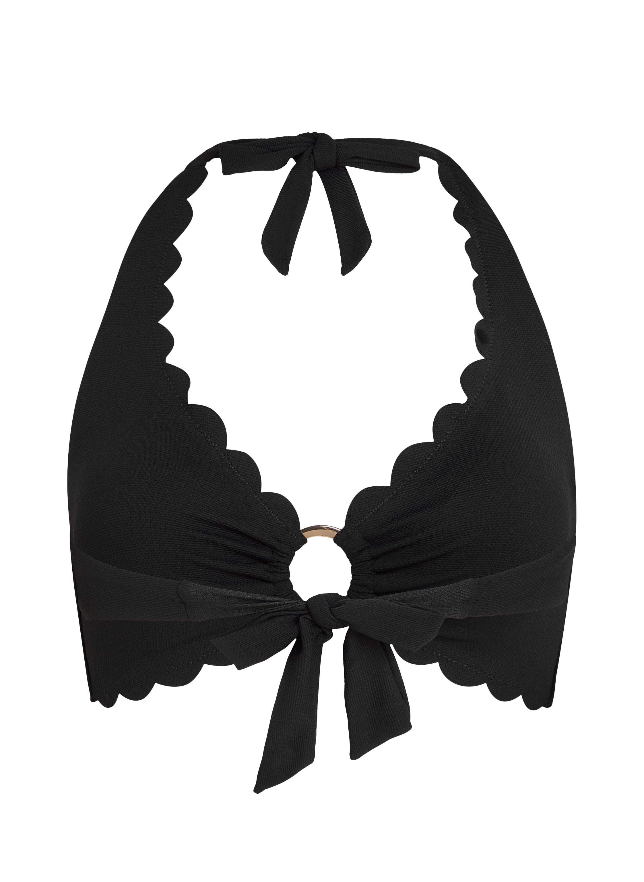 Scallop halter bikinitop, Sort, main