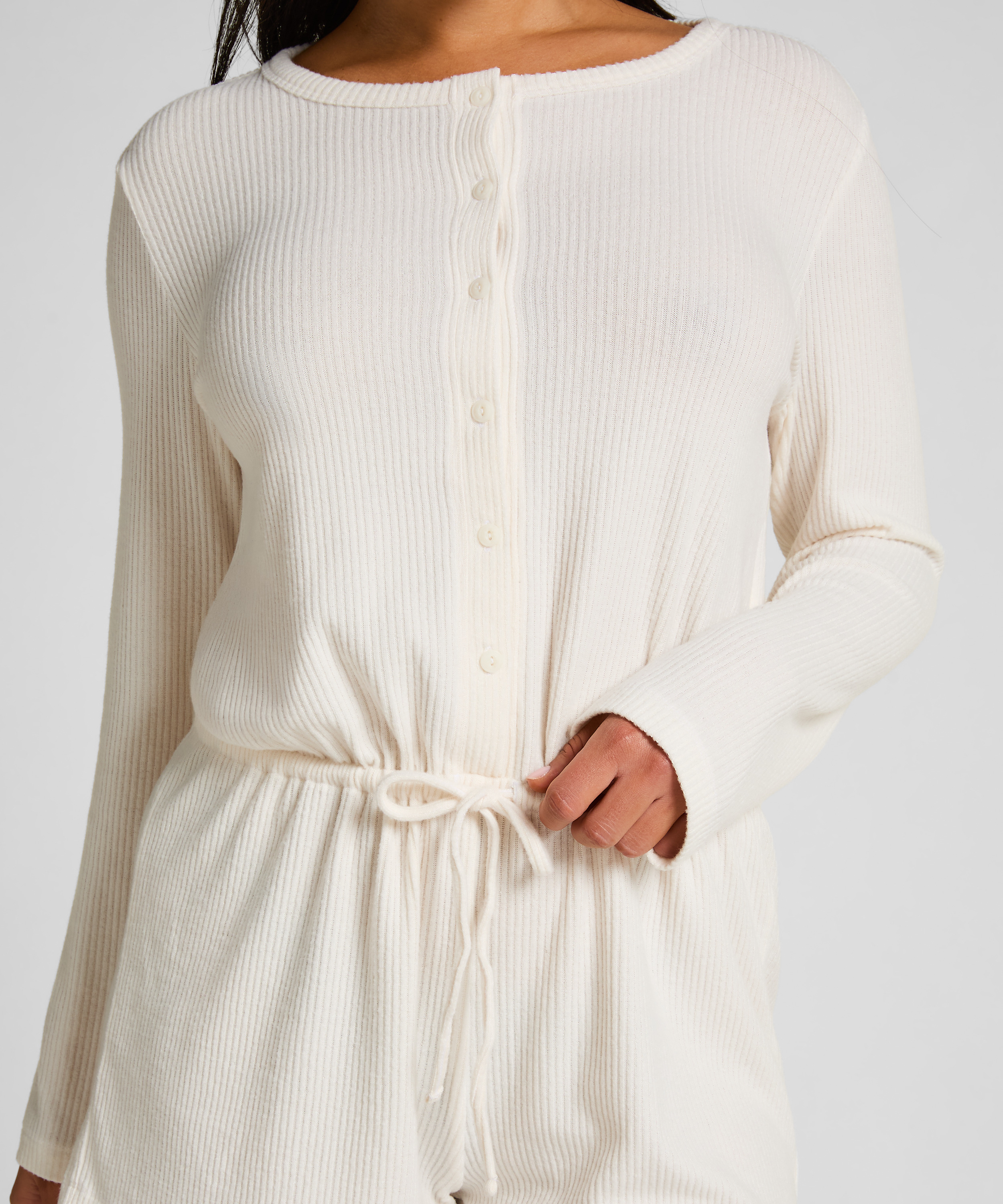 Onesie-jumpsuit short i jersey rib, Hvid, main