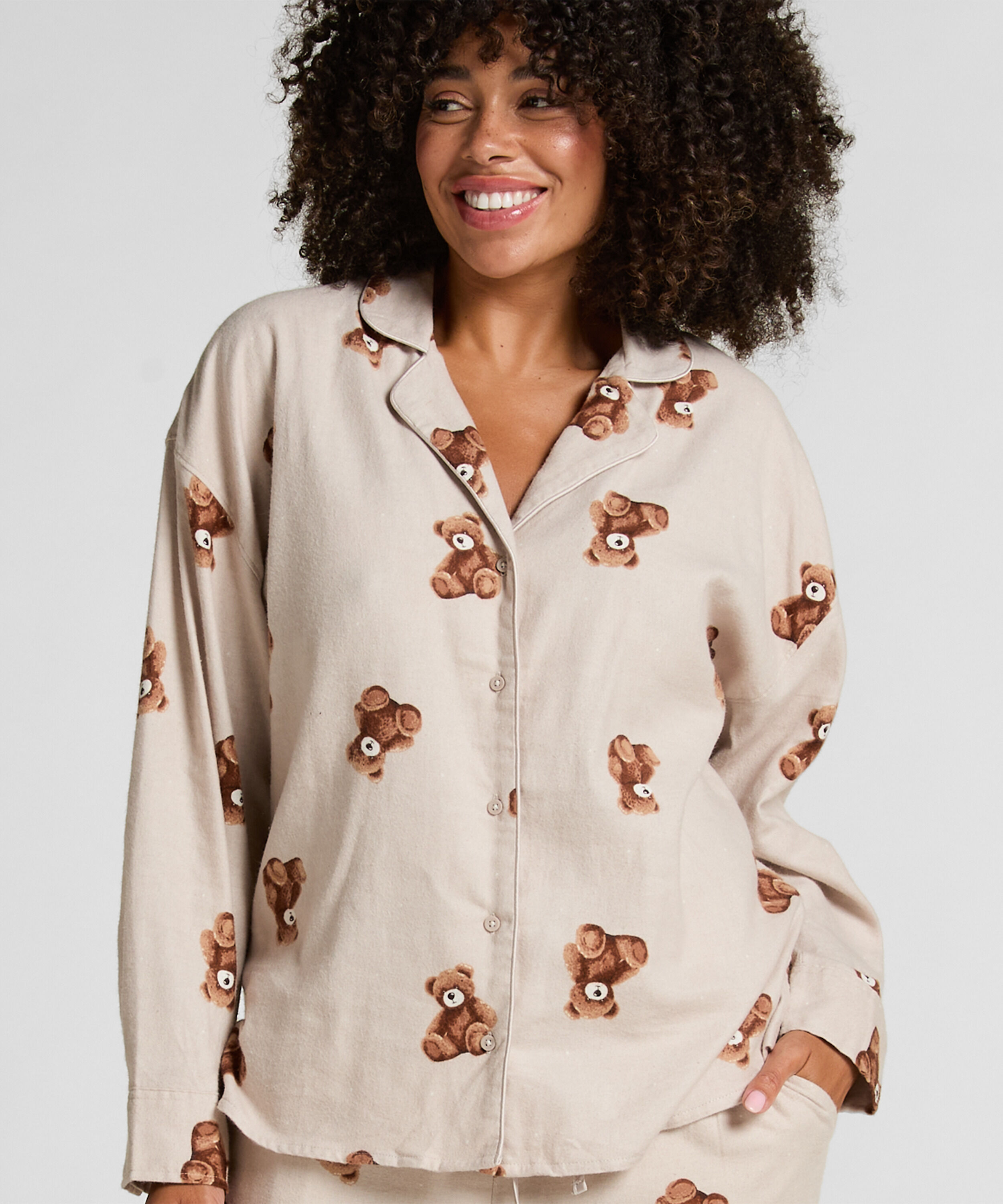 Jakke Flannel Twill Bear, Beige