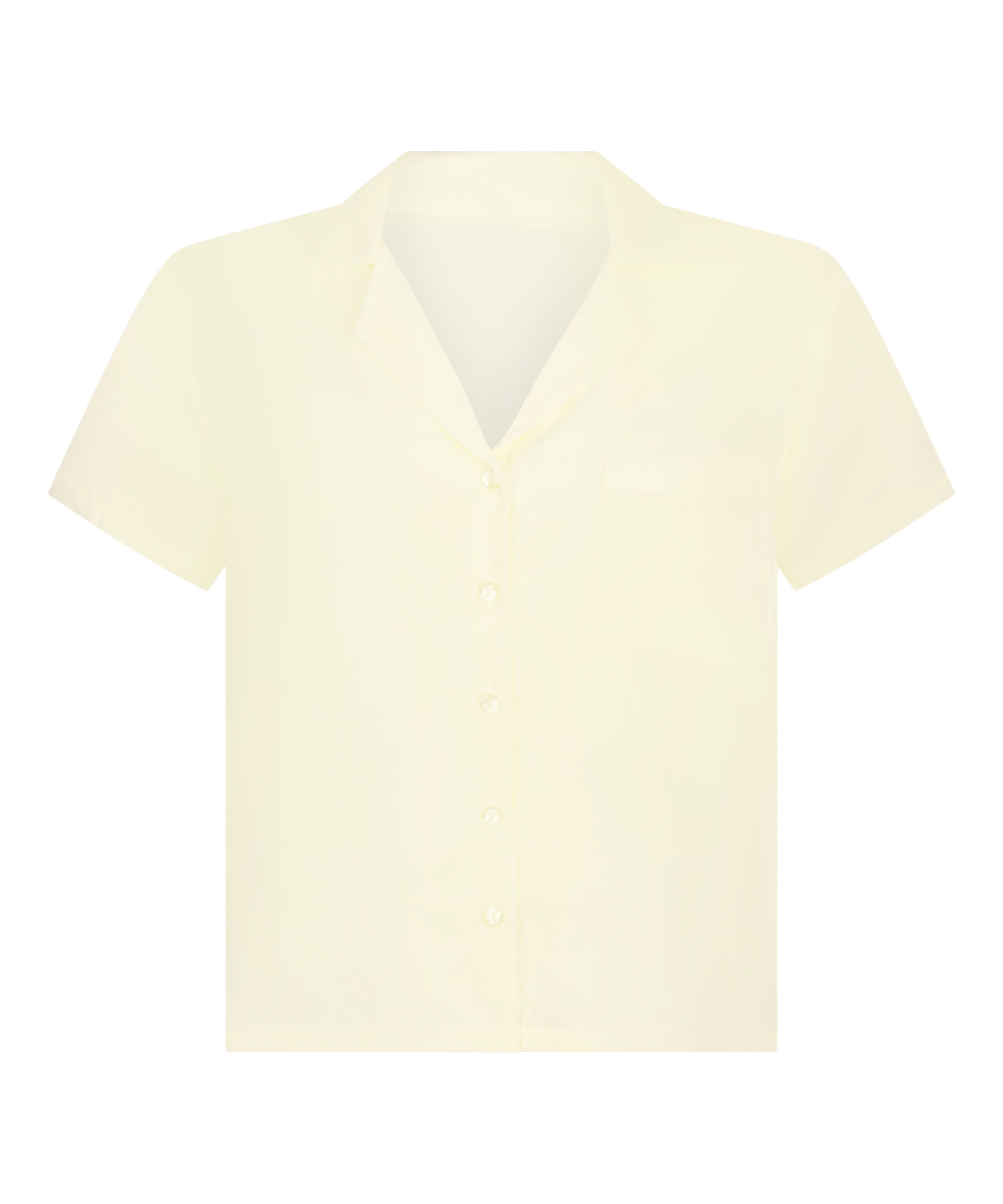 Kort&aelig;rmet satinjakke, Gul