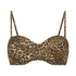 Formstøbt stropløs push-up-bikinitop Leopard, Brun