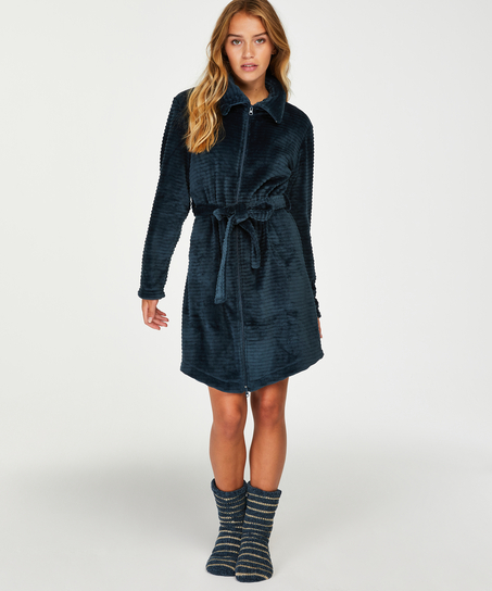 Badekåbe Zip Fleece, Blå