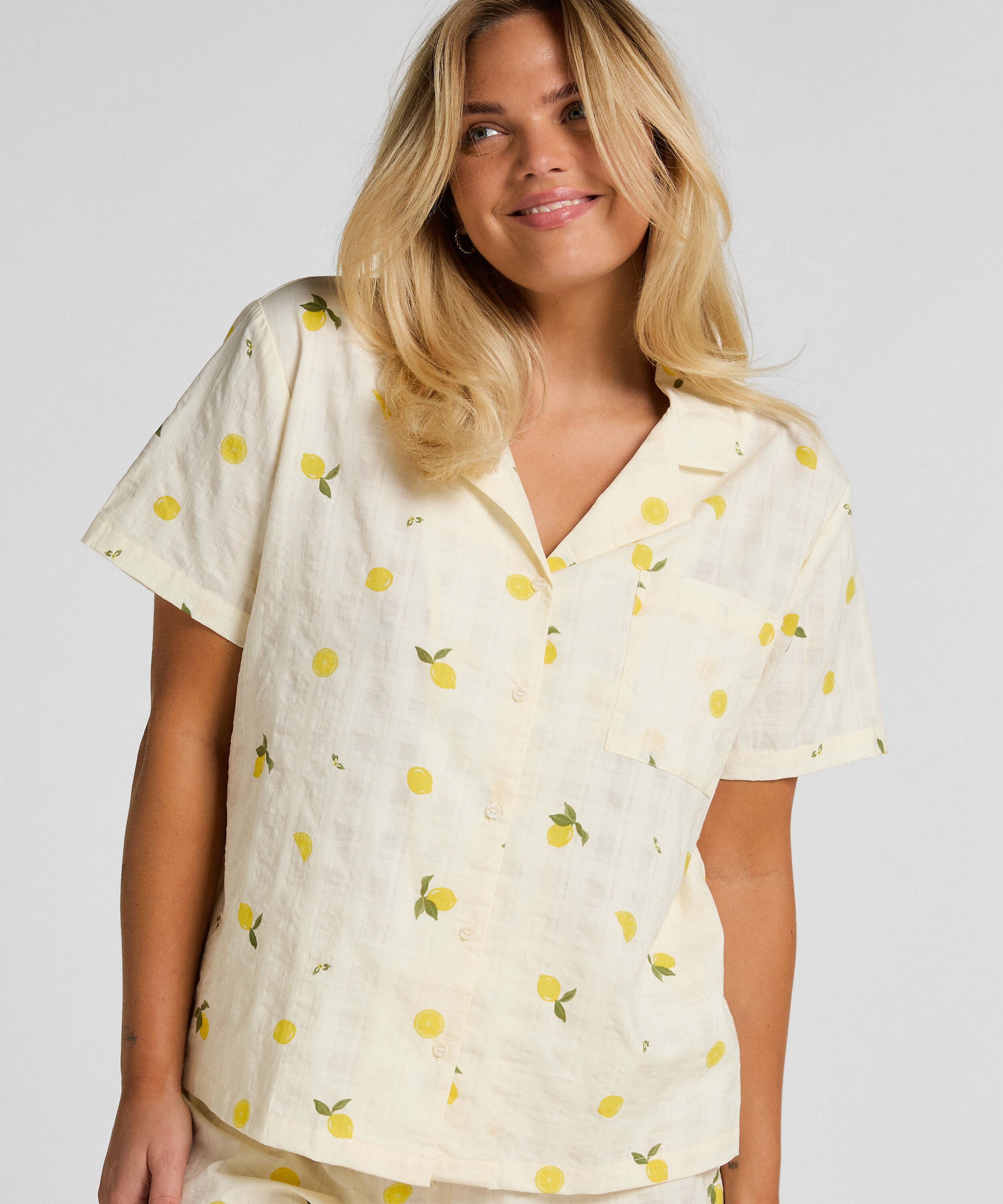 Citron Pyjamasjakke, Hvid Citron Pyjamasjakke, Hvid