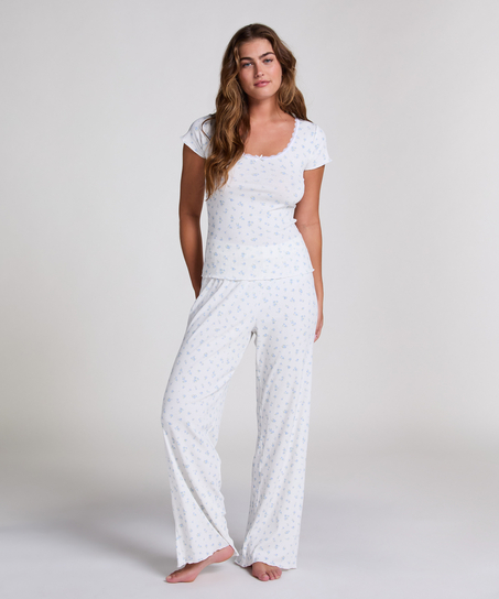 Pyjamassæt i rib, blå