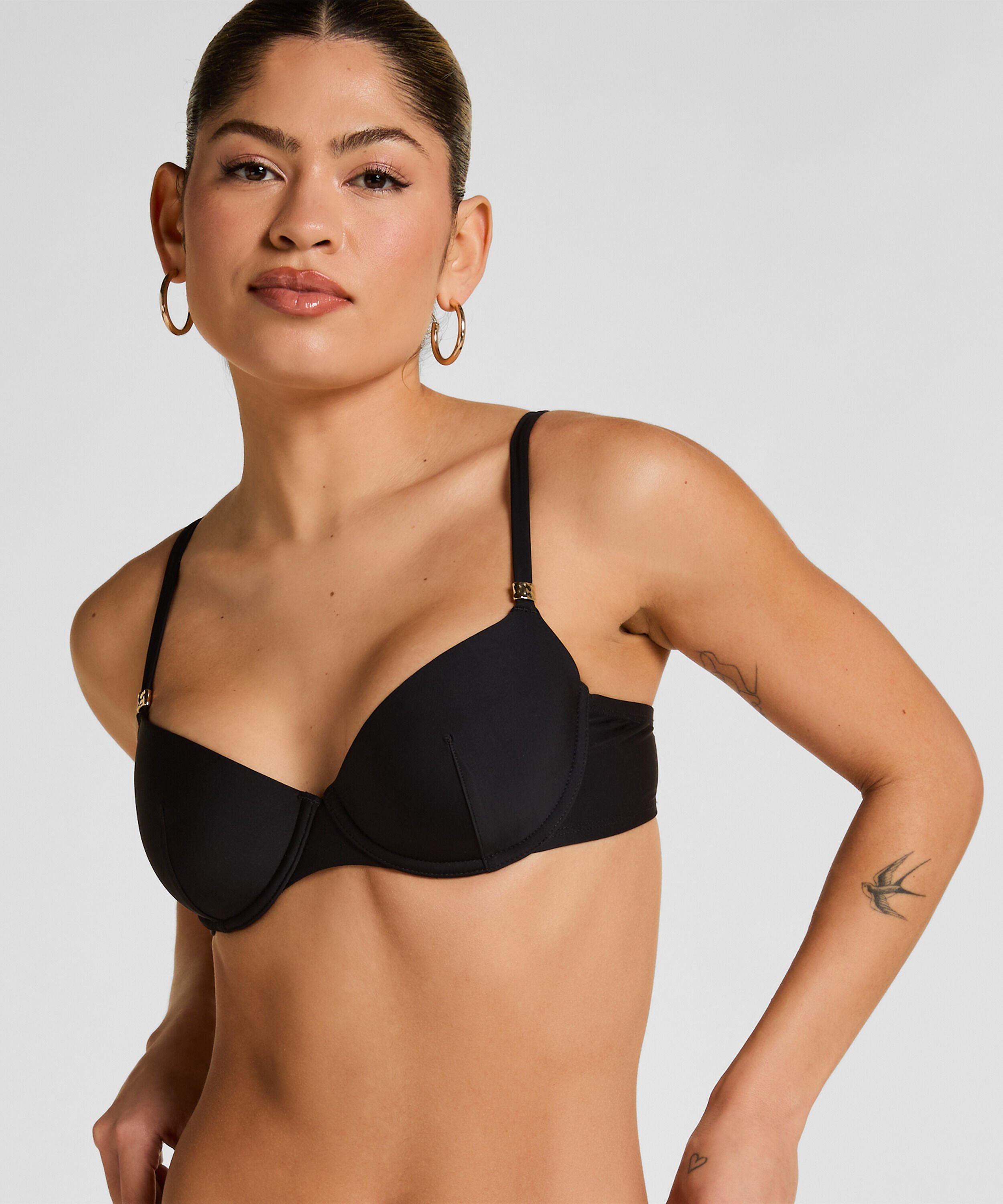 Luksus Bøjle Bikini Top med Polstring, Sort