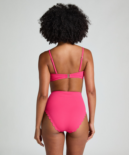 Scallop rio bikinitrusse med h&oslash;j talje., pink