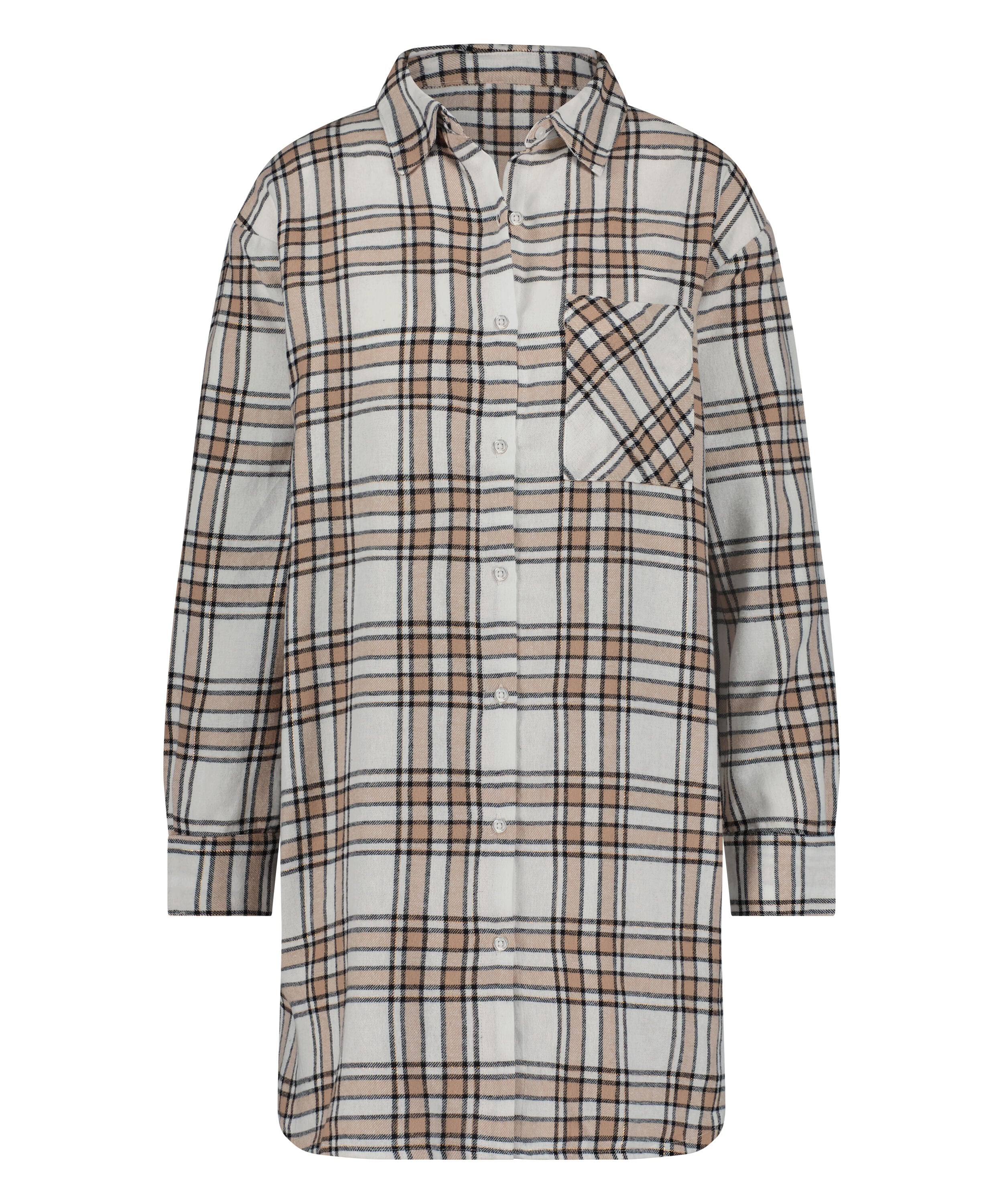 Natkjole Boyfriend Check, Beige