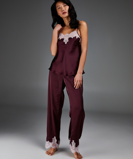 Cami top satin, Rød