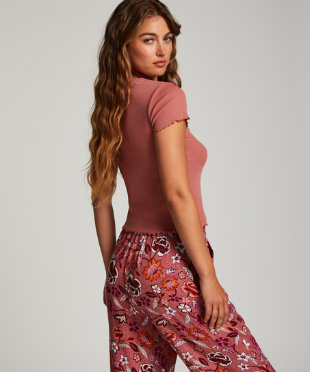 Kort&aelig;rmet bluse i bomuld, Lyser&oslash;d