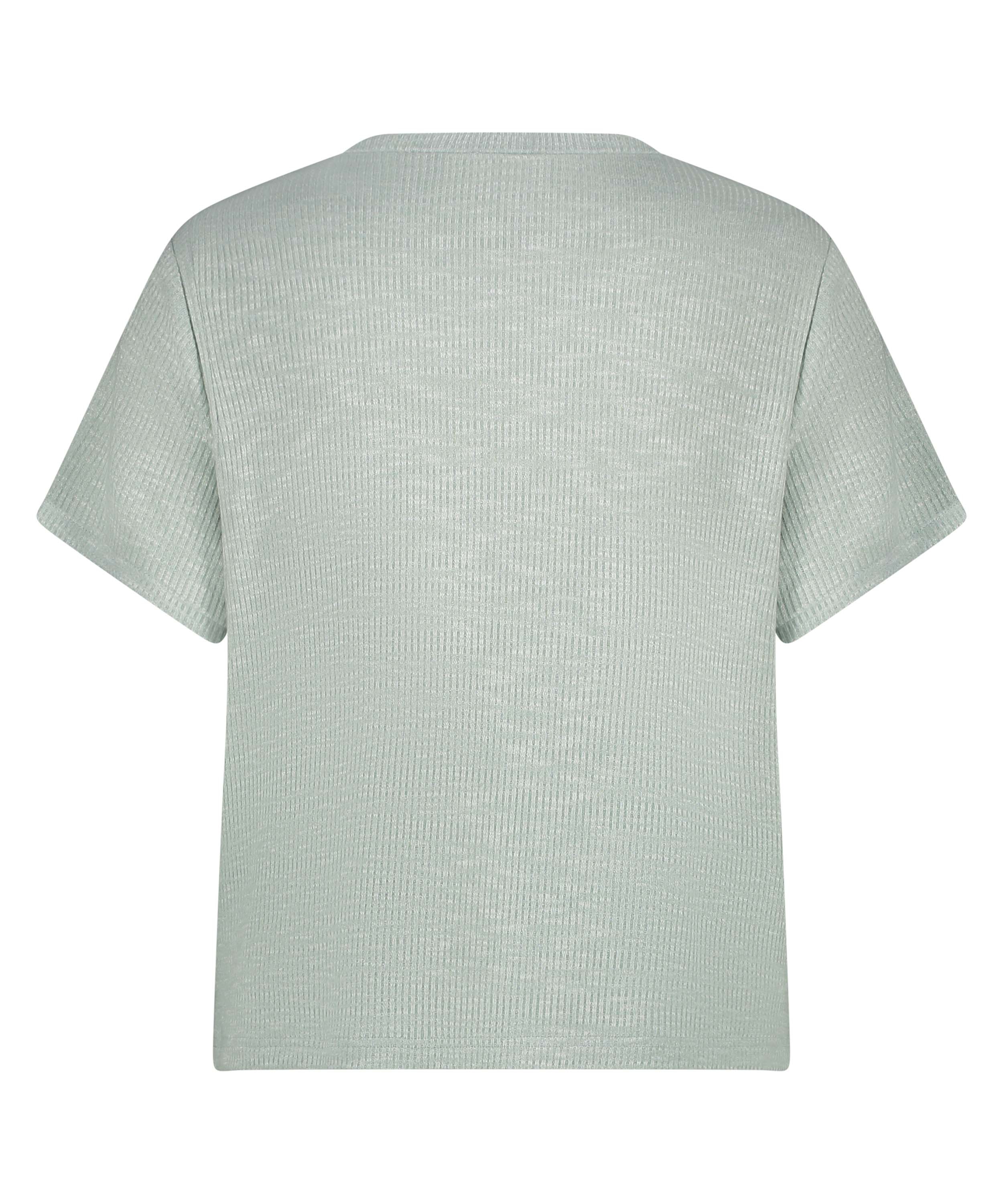 Ribstrikket kortærmet top, Grøn, main