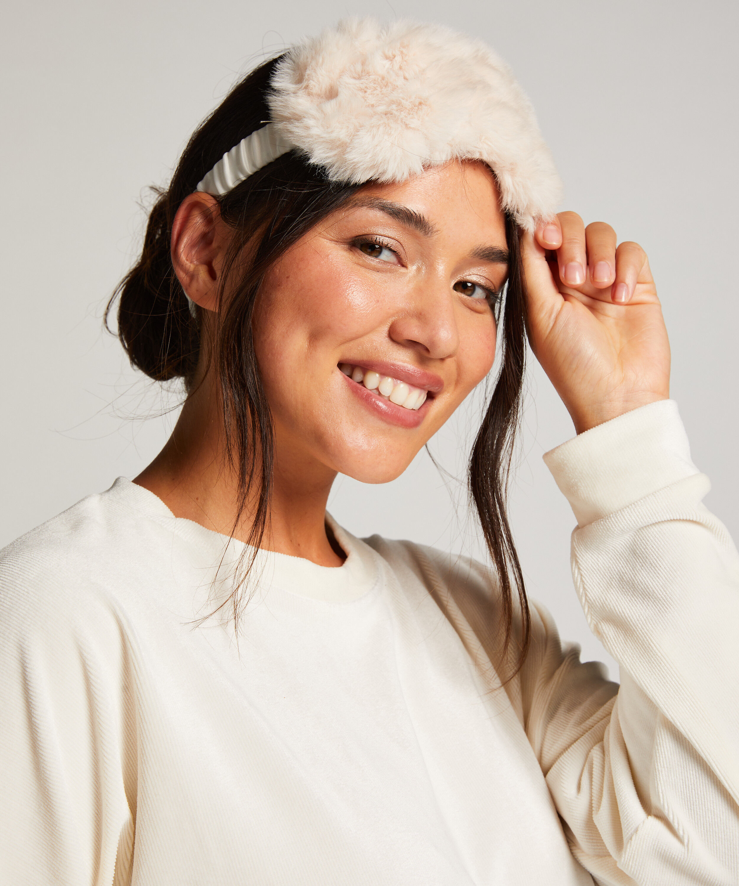Sovemaske Fake Fur, Hvid