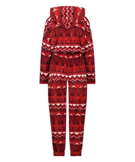 Flannel Fleece Onesie Fairisle, rød