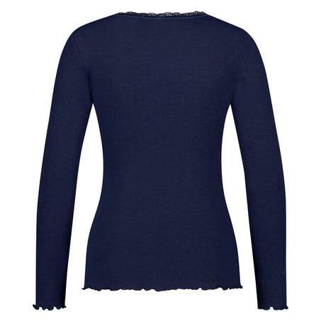 LS ribtop R-neck, Blå