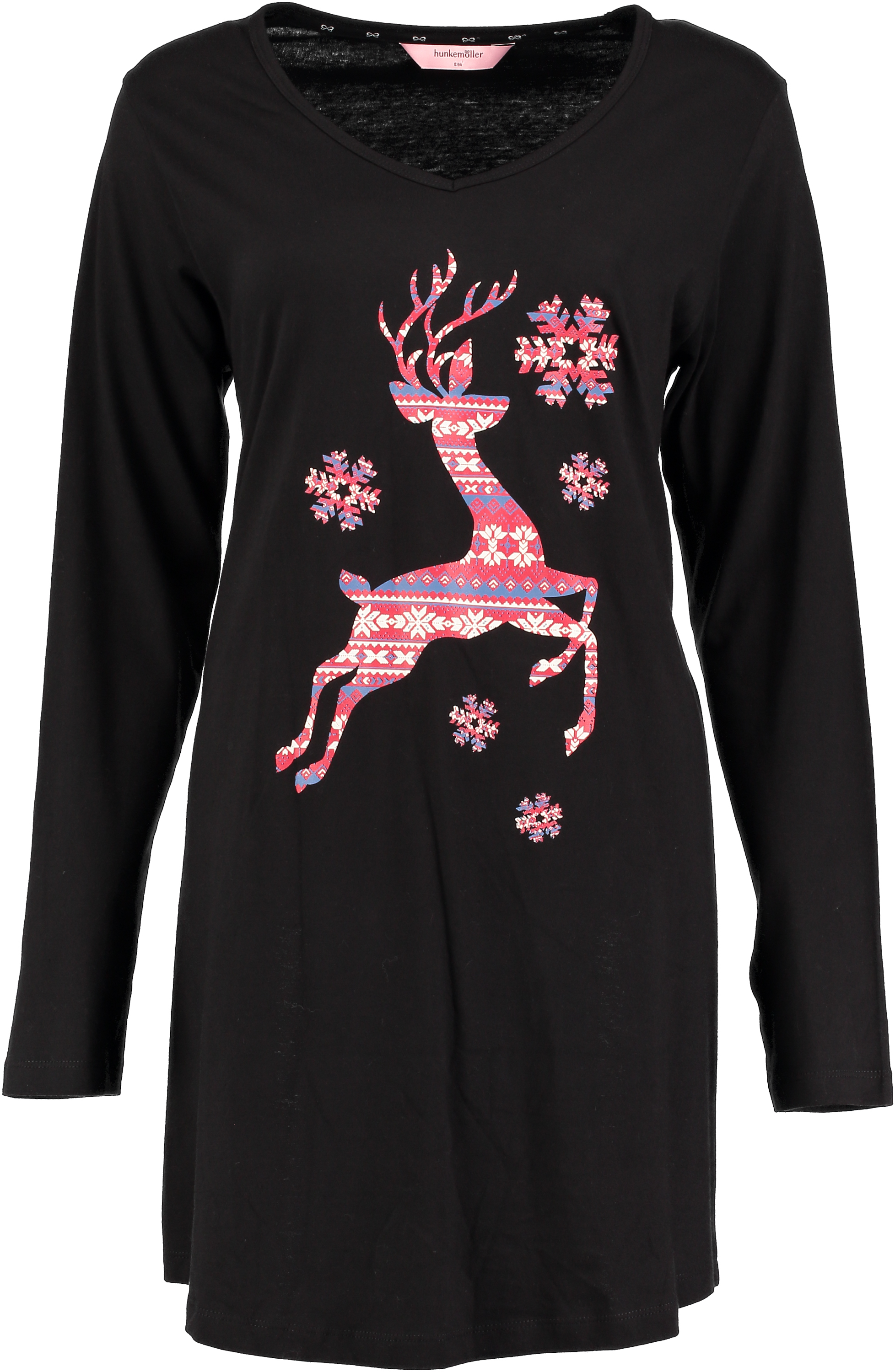 Longsleeve nat-T-shirt med V-hals, sort, main