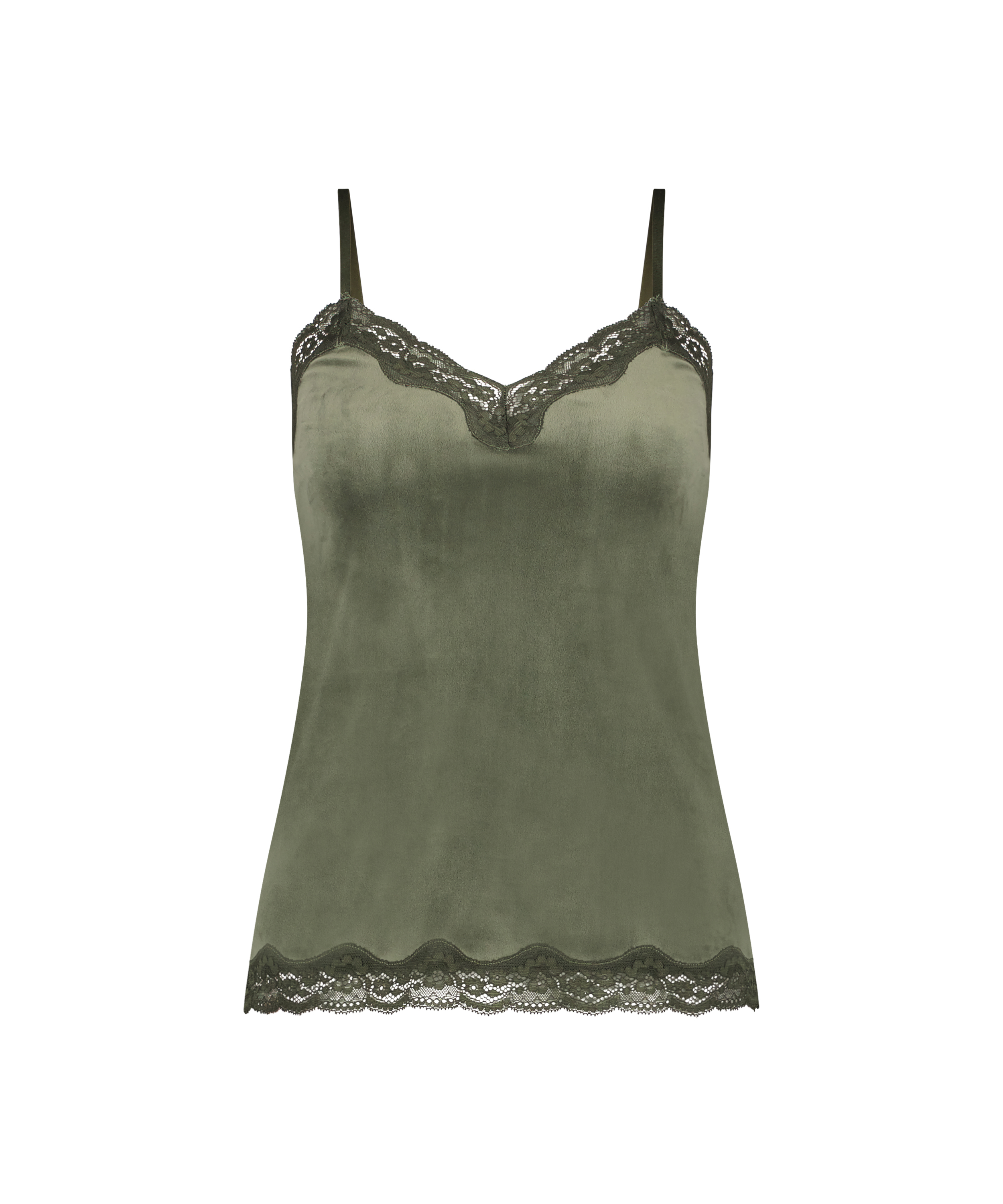 Cami top Velours Lace, Gr&oslash;n, main