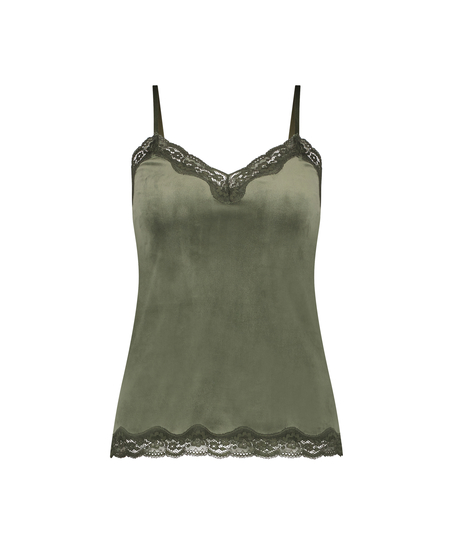 Cami top Velours Lace, Gr&oslash;n