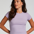 Kort&aelig;rmet bluse i bomuld, Lilla