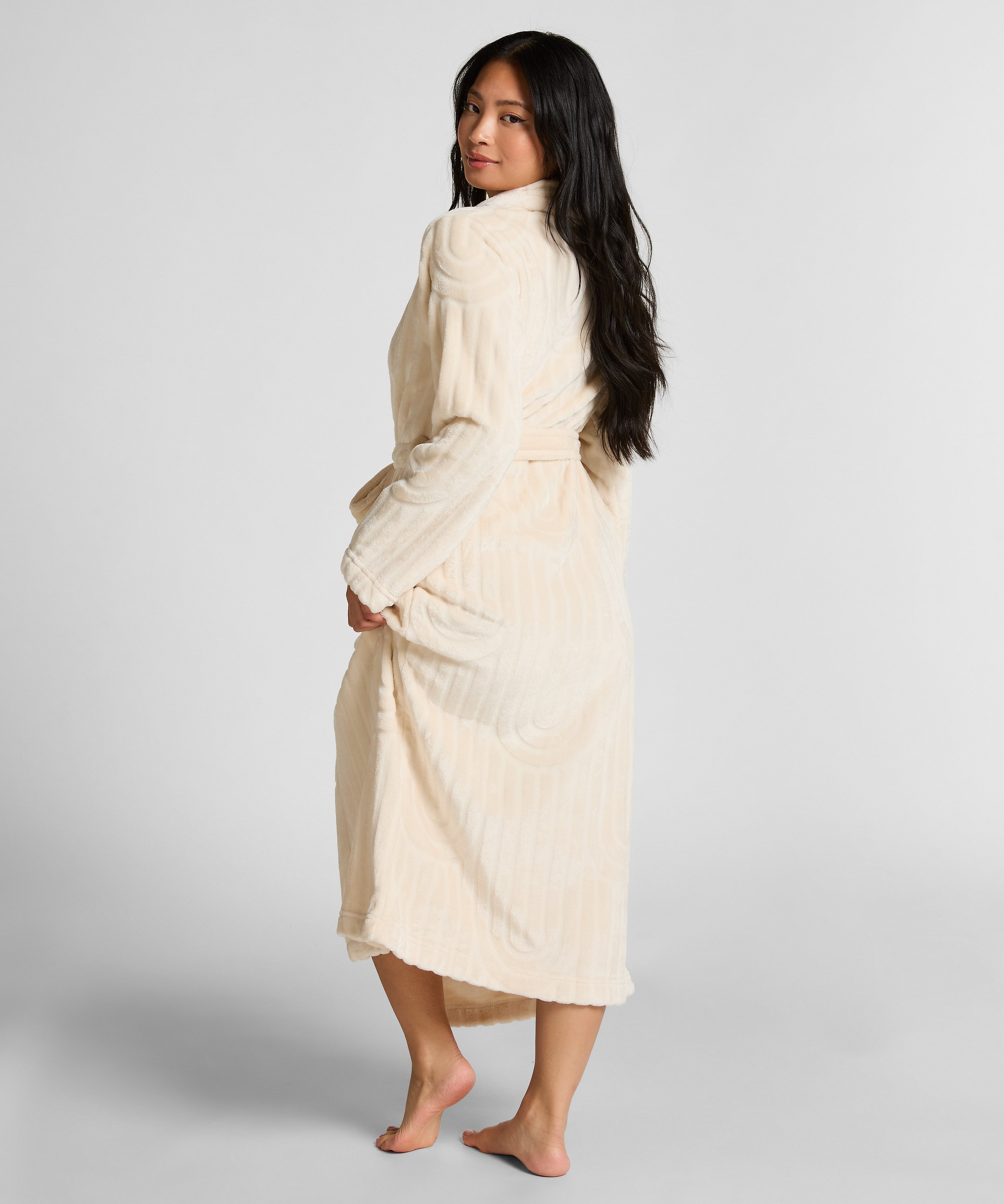 Lang morgenkåbe Fleece, Hvid, main