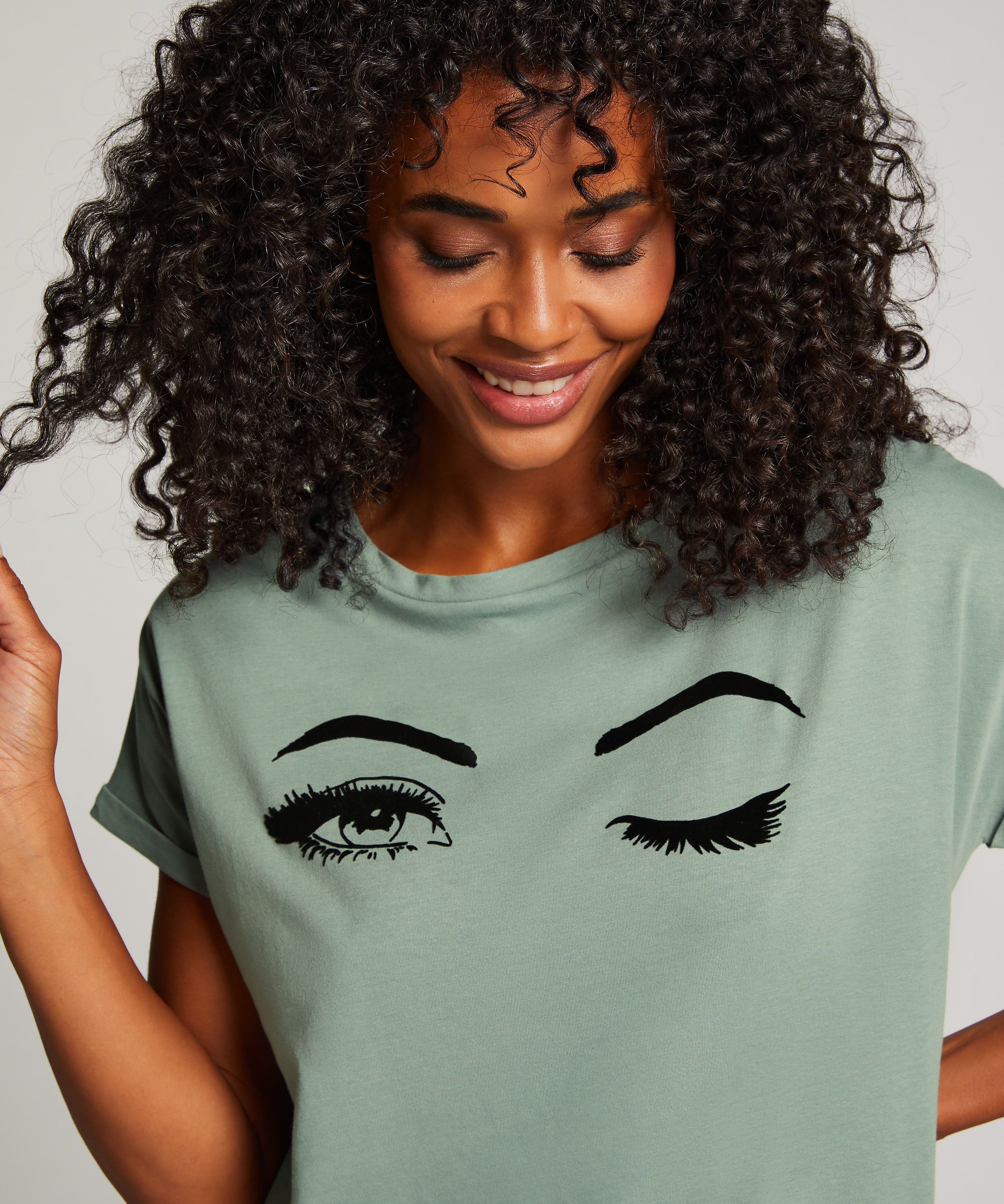 Natskjorte rund hals, Bl&aring;, main