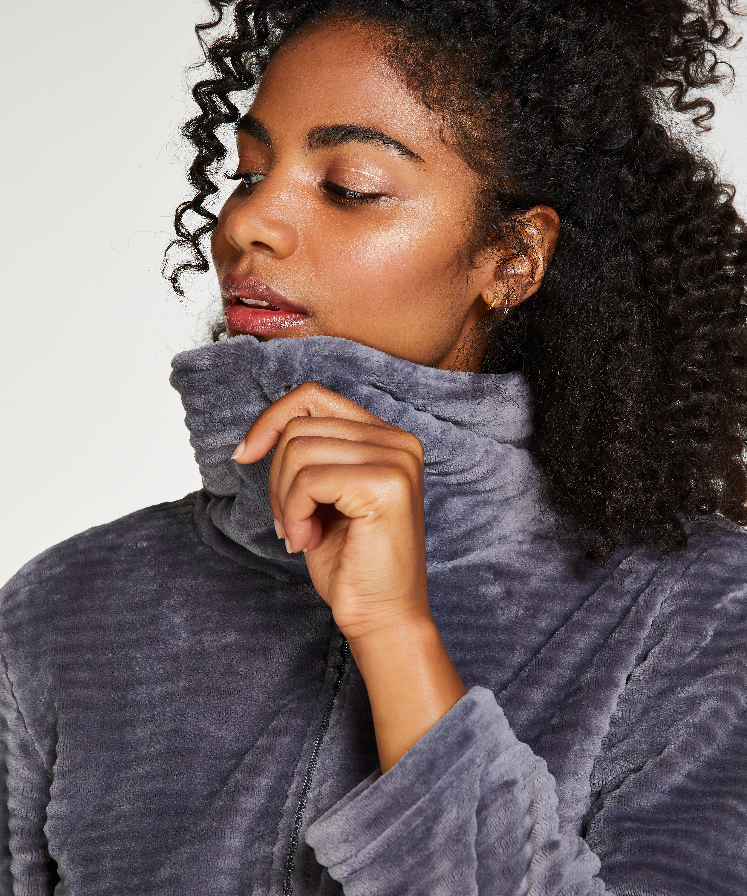 Badekåbe Zip Fleece, Grå, main