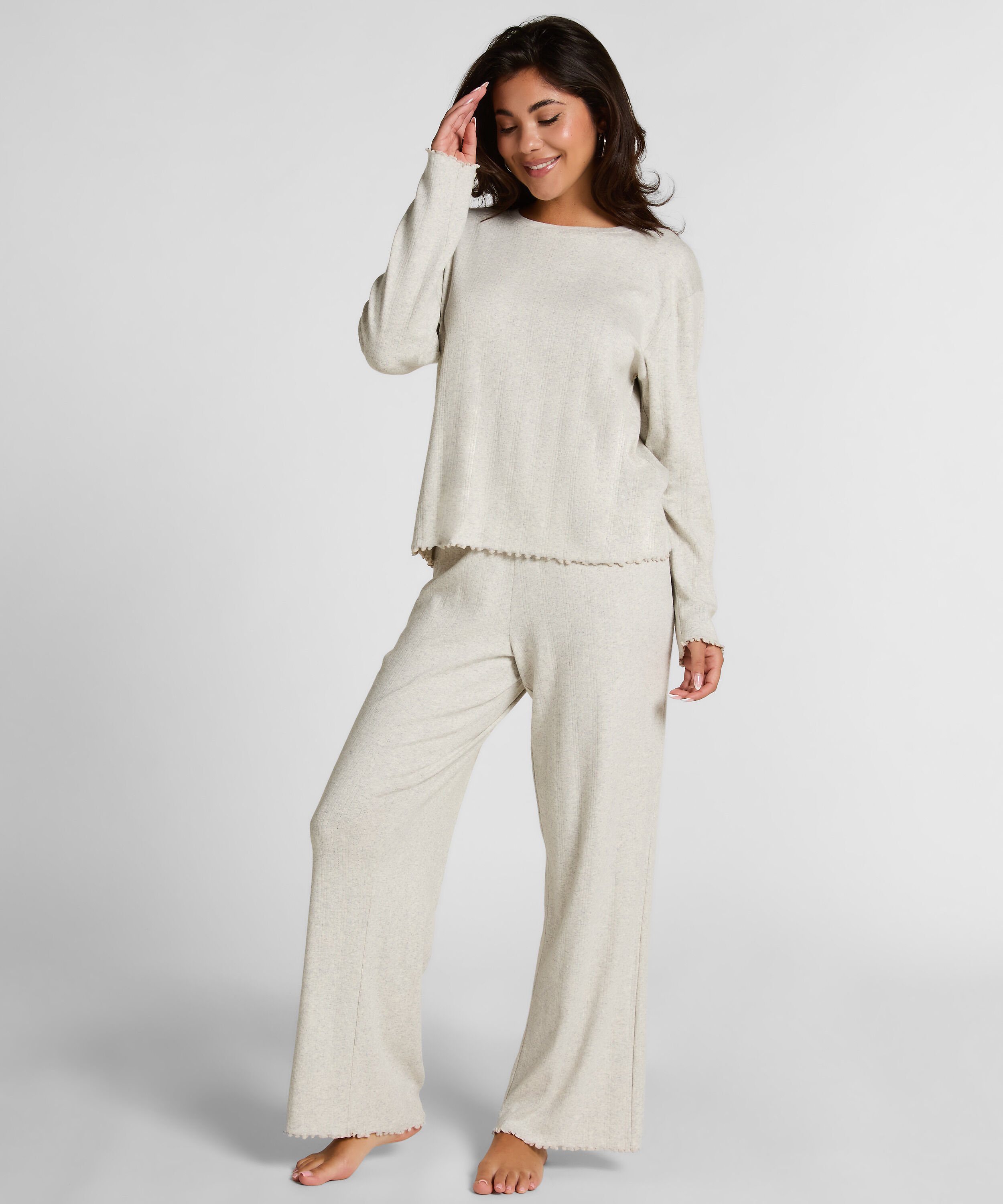 Pyjama Pant Loose Pointelle, Grå Pyjama Pant Loose Pointelle, Grå