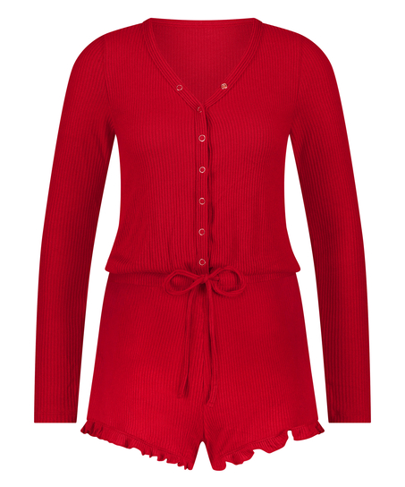 Børstet, kort onesie, Rød