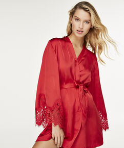 Lace Satin kimono, r&oslash;d