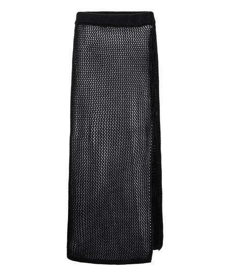 Hæklet midi-nederdel, sort
