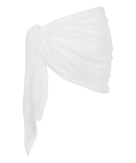 Strikket strandpareo, hvid