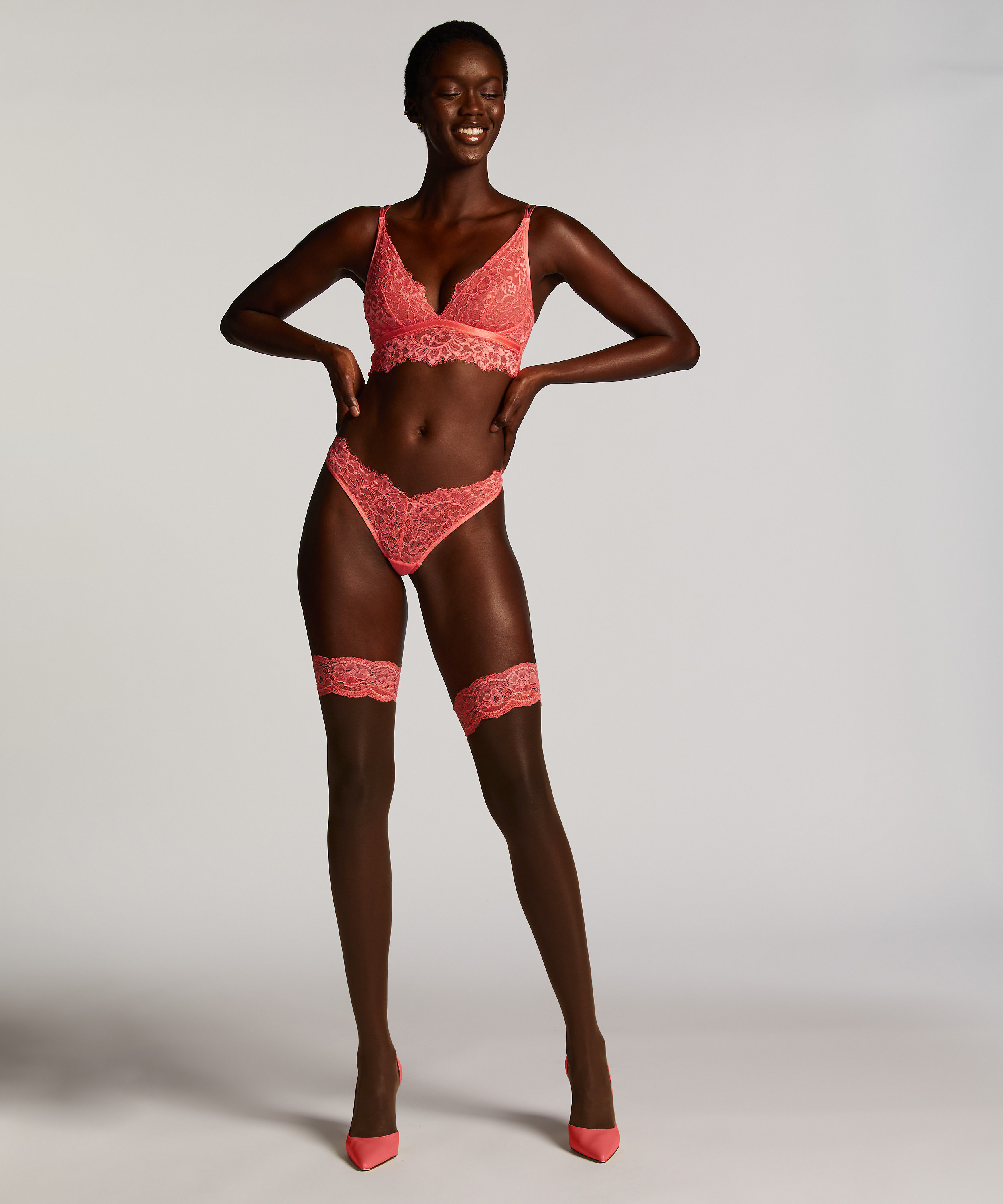 Stay-ups 15 Denier Lace, Lyserød, main