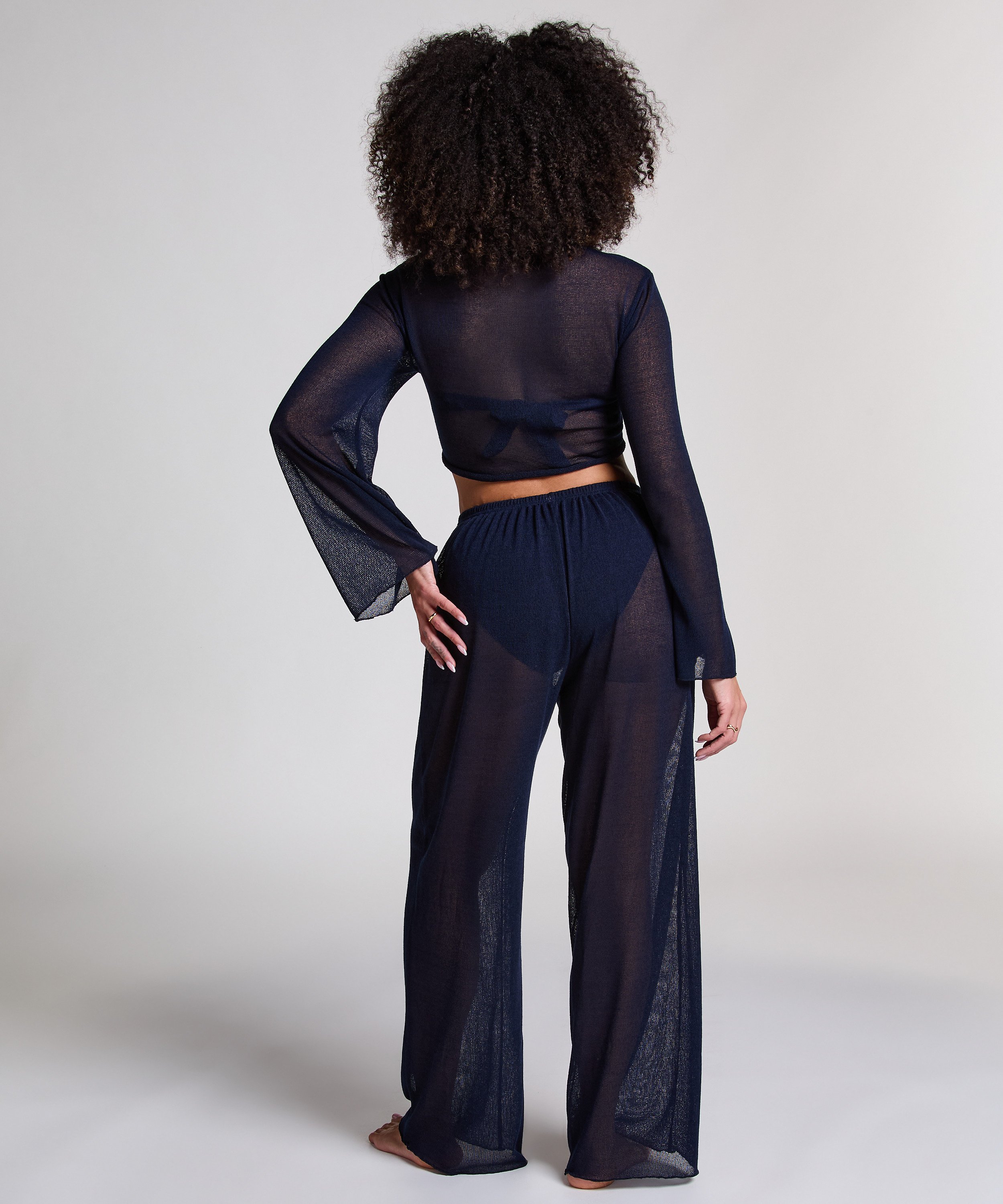 Strikket strandbuks, blå, main