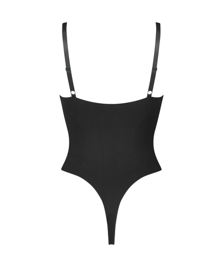 Sømløs Forstærkende High Leg Body, Sort