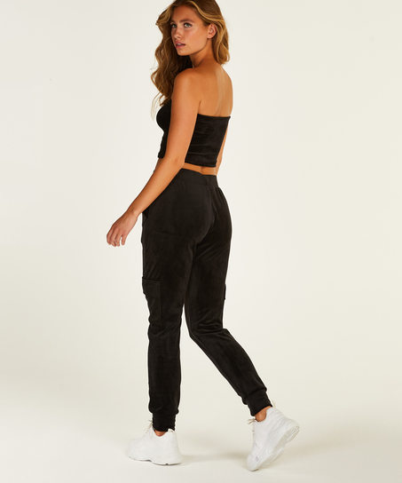 Bandeau-top velour, Sort