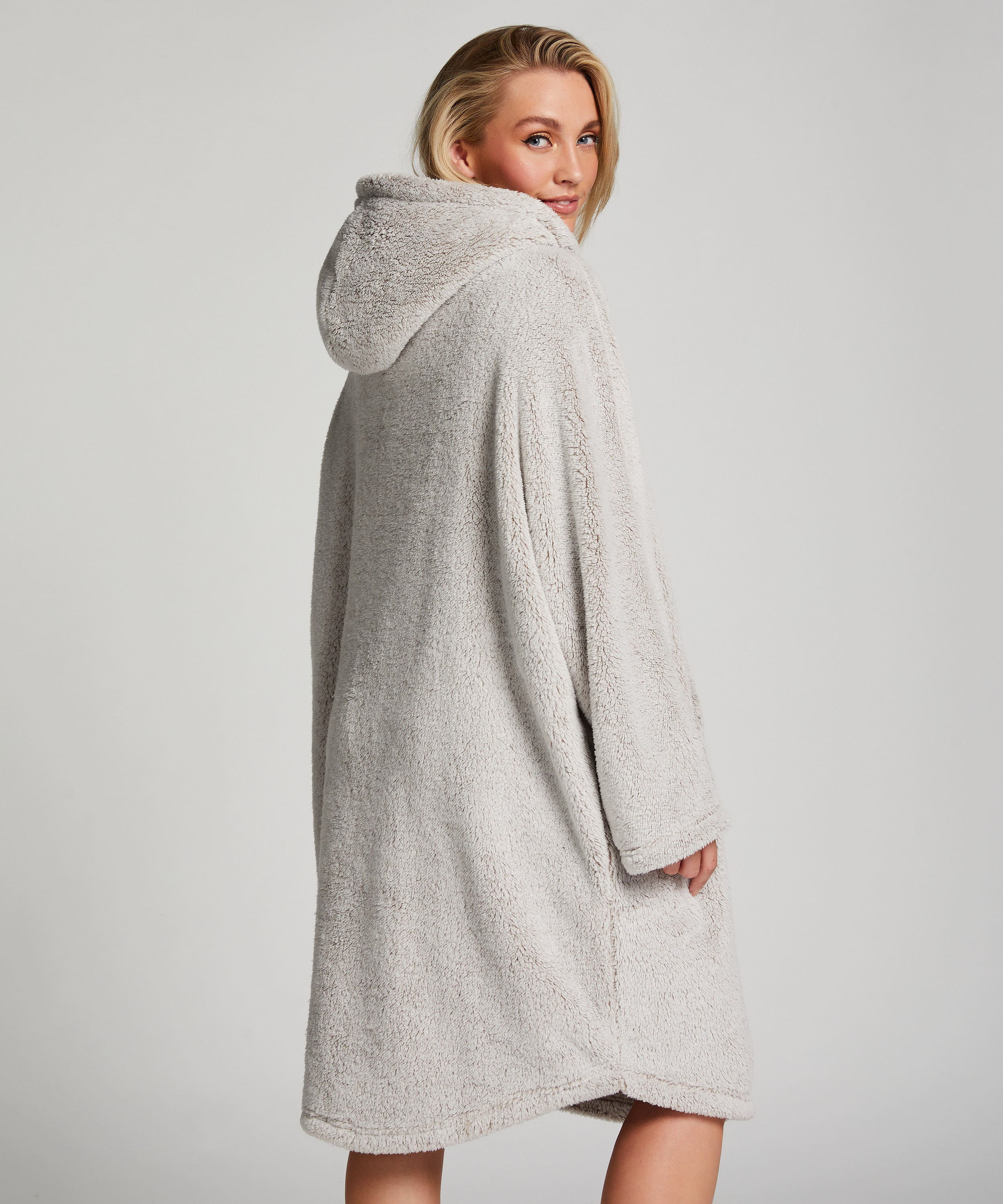 Flannel Fleece Hoodie, Grå, main