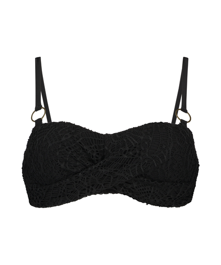Formstøbt bandeau-bikinitop Crochet, sort