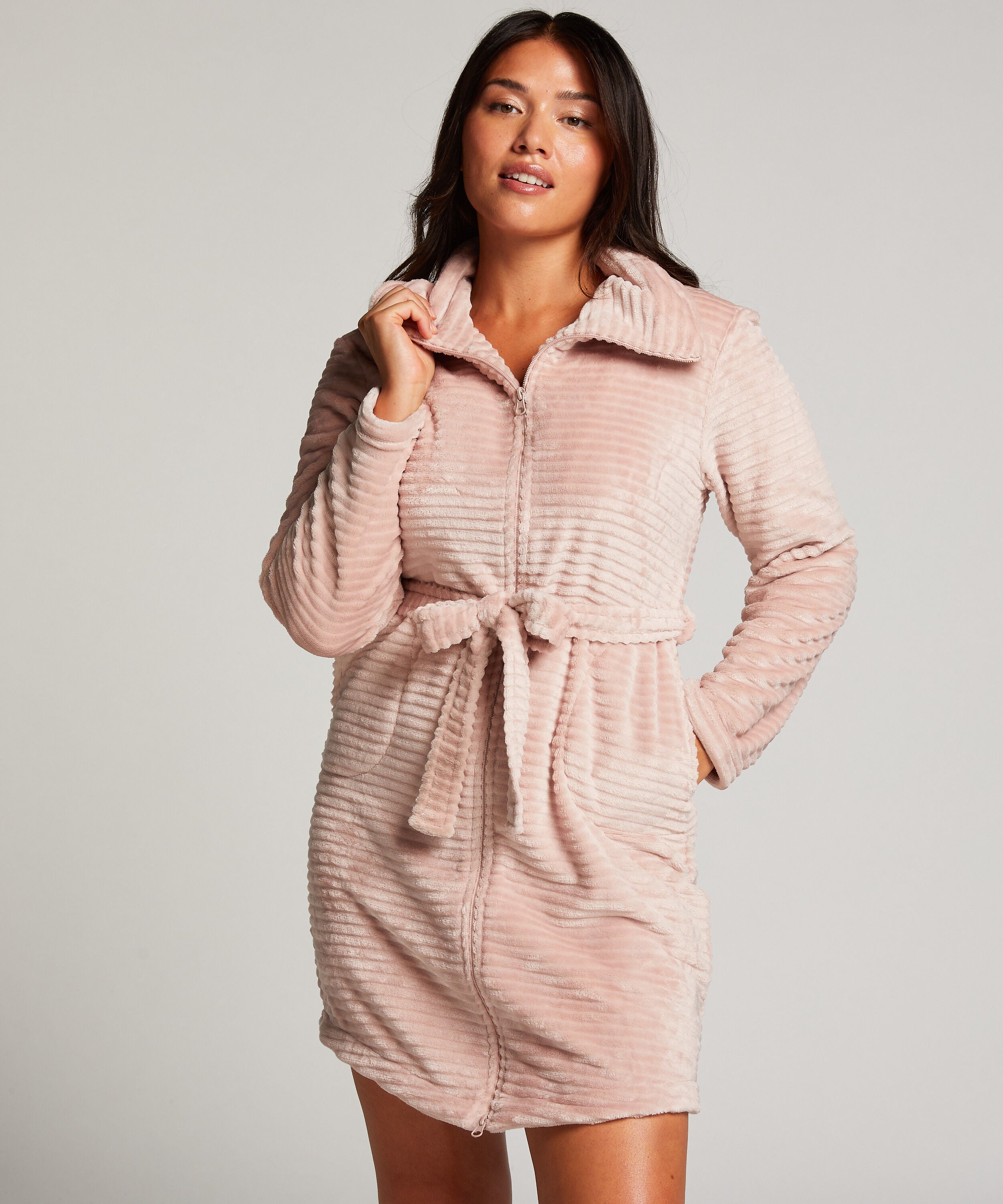 Badekåbe Zip Fleece, Lyserød